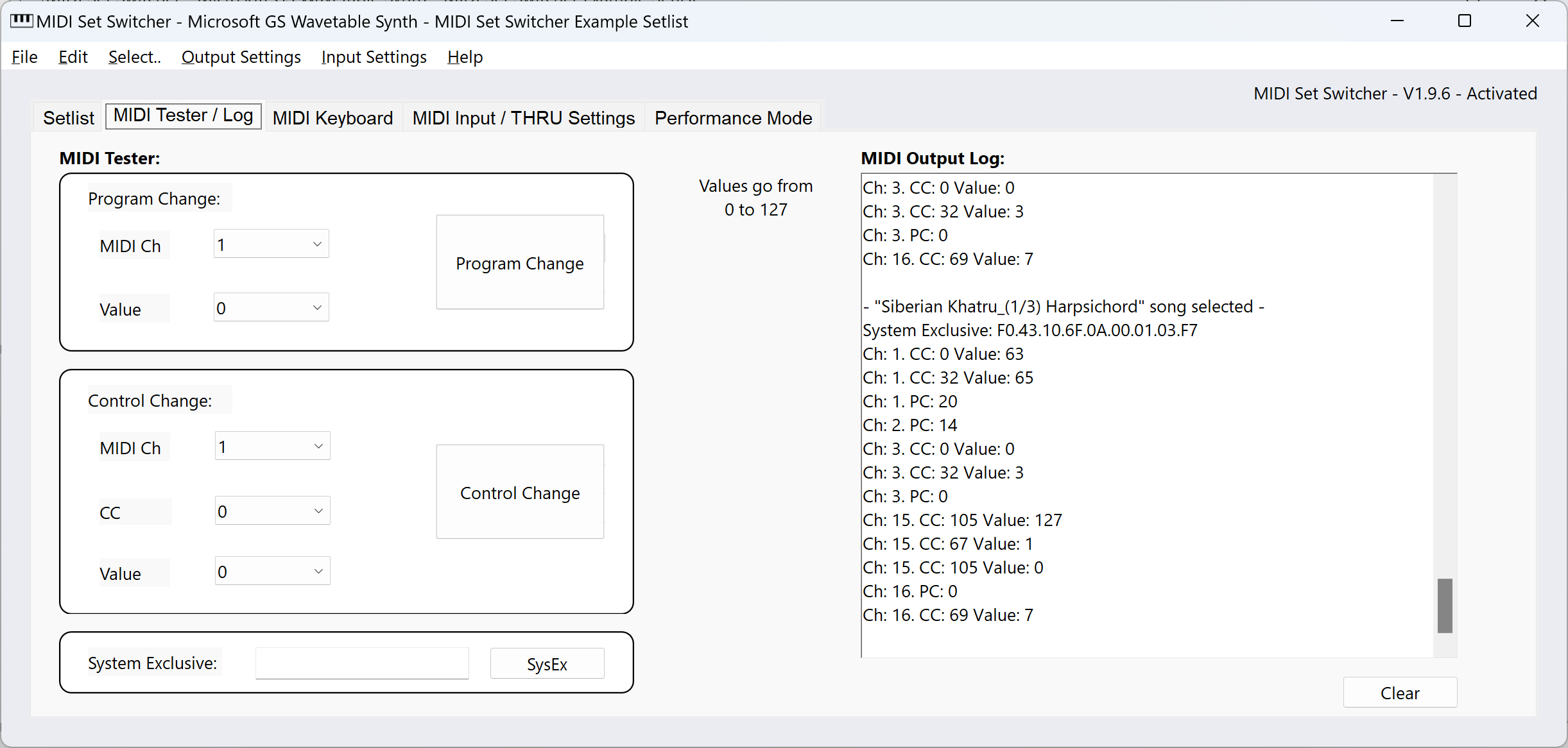 MidiSetSwitcher MIDI-Log